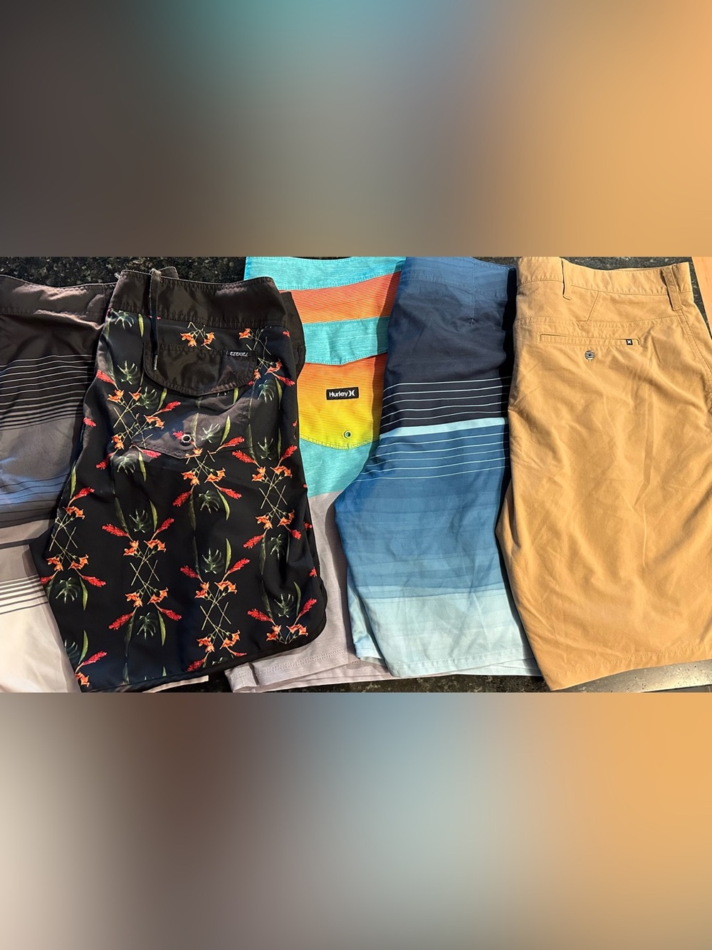 5 PAIRS of Hurley, O’niell and Ezekiel Men’s Swim Board Shorts size 38